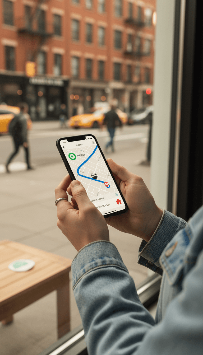 Person checking delivery status on Elo Xpress app